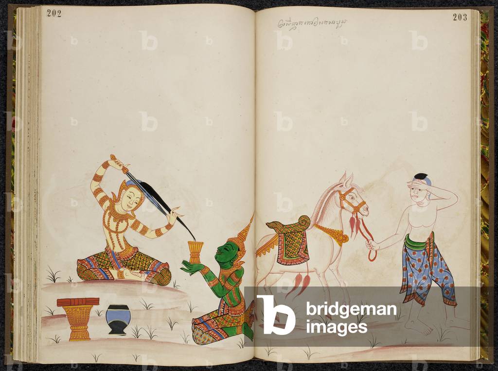 Siddharte si taglia i capelli per entrare nella vita di uno scetico mentre la sua serva Channa porta i suoi ve