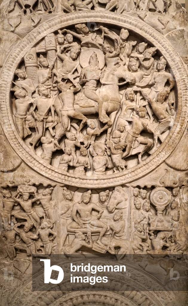 Ringhiera raffigurante loti di uno Stupa