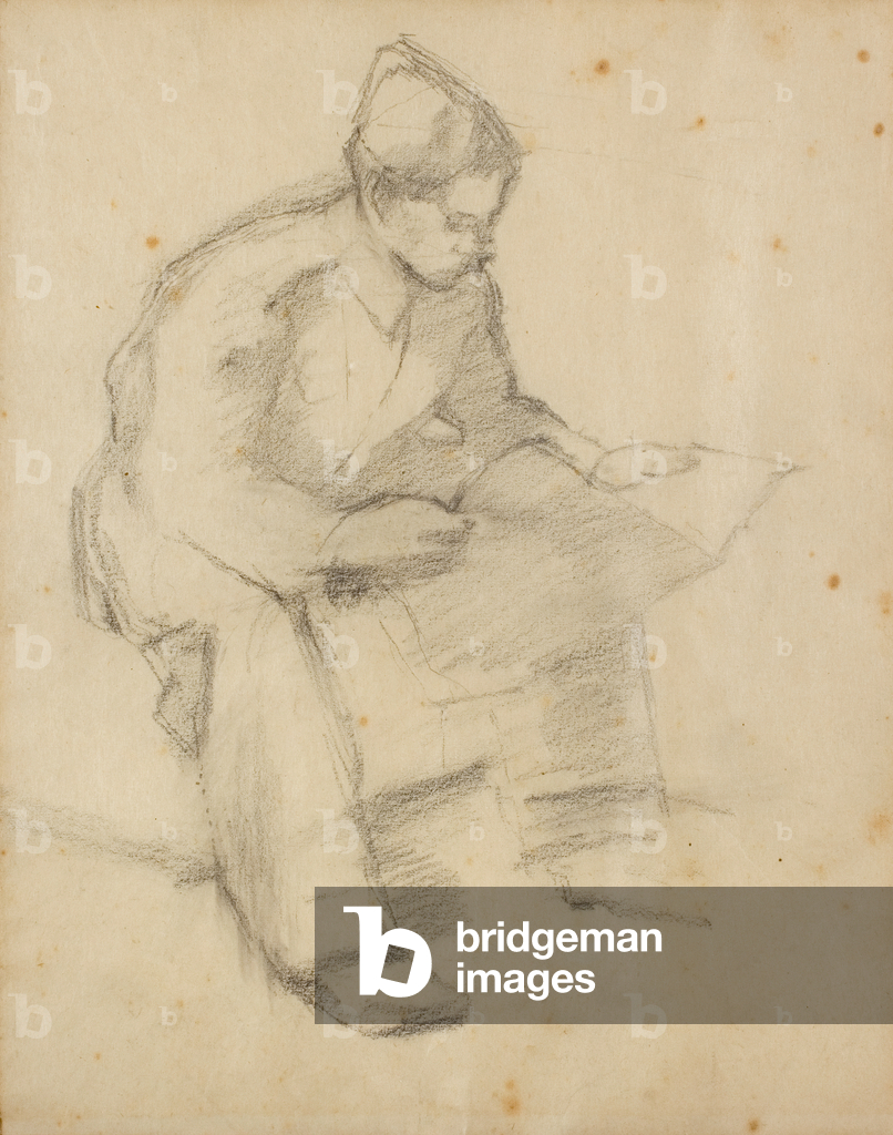 Studio di soldato che legge, 1940 (Matita su carta)