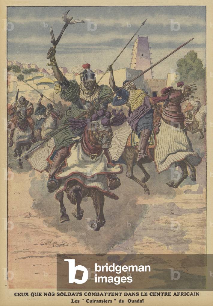 Wadai cavalry in Central Africa (colour litho) by French Artist