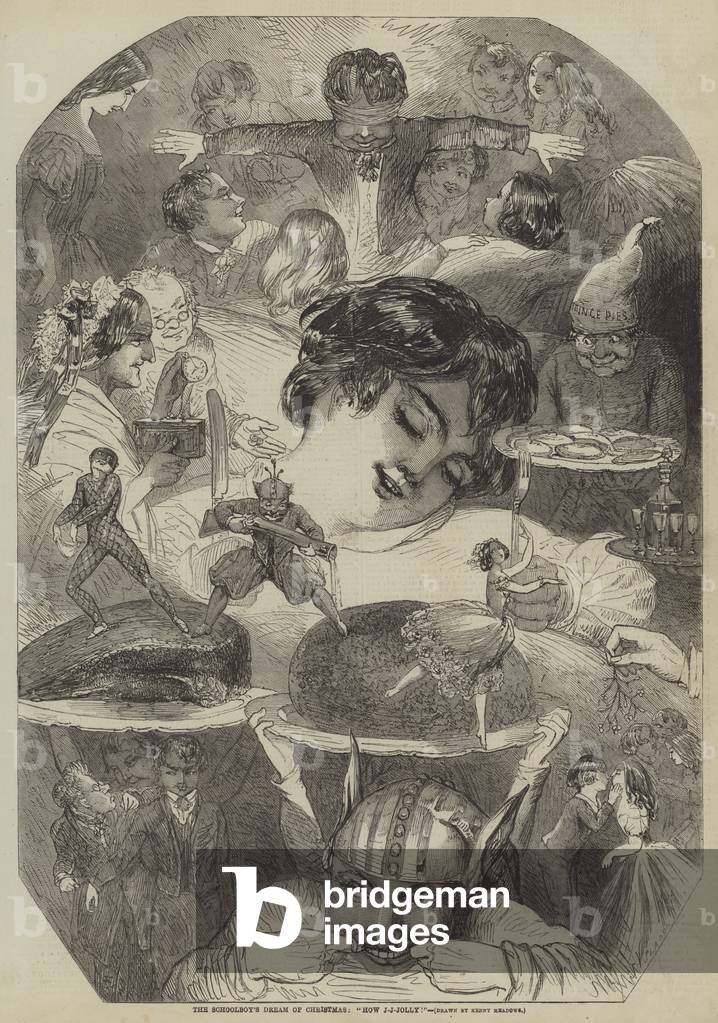 The Schoolboy's Dream of Christmas by Joseph Kenny Meadows, b/w