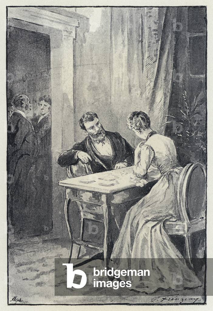 Illustrazione per Anna Karenina: Levin propone a Kitty (lito)