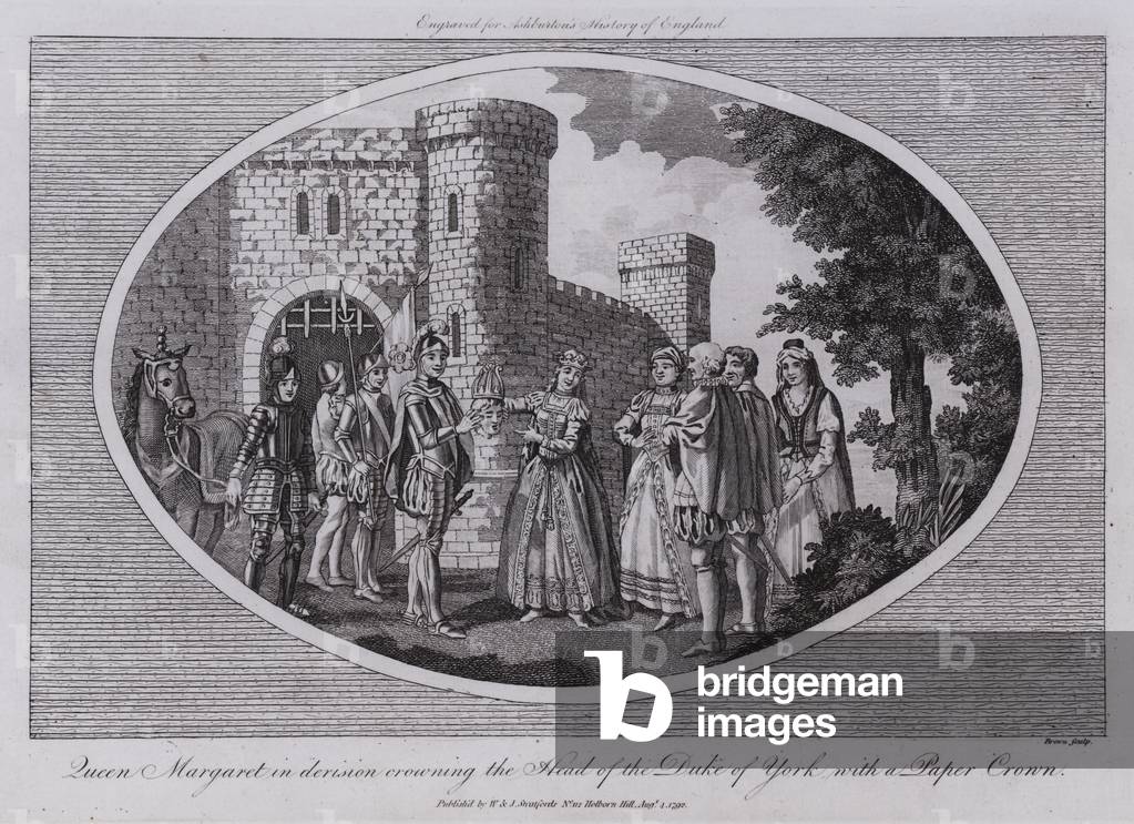 "Königin Margaret in derision krönung der kopf von dem herzog von york mit einem papier krönung (gravur)" von 