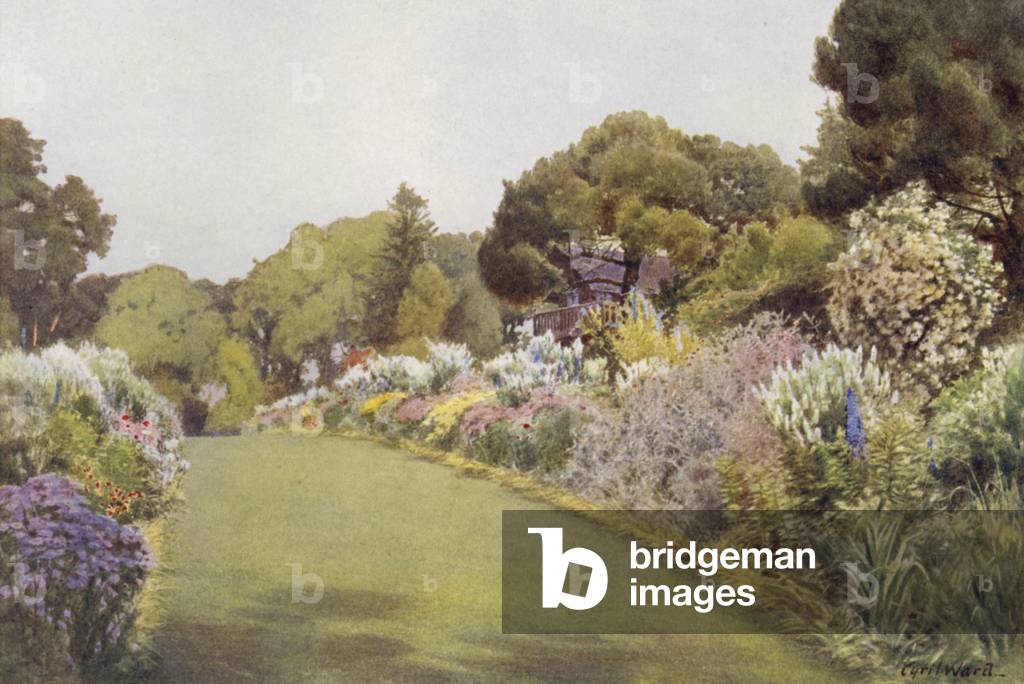 The Borders on the Lawn at Swiss Cottage, Osborne (lito a colori)