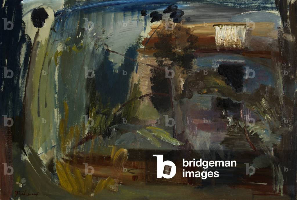 il mulino ad acqua, c.1948 (olio su tela)