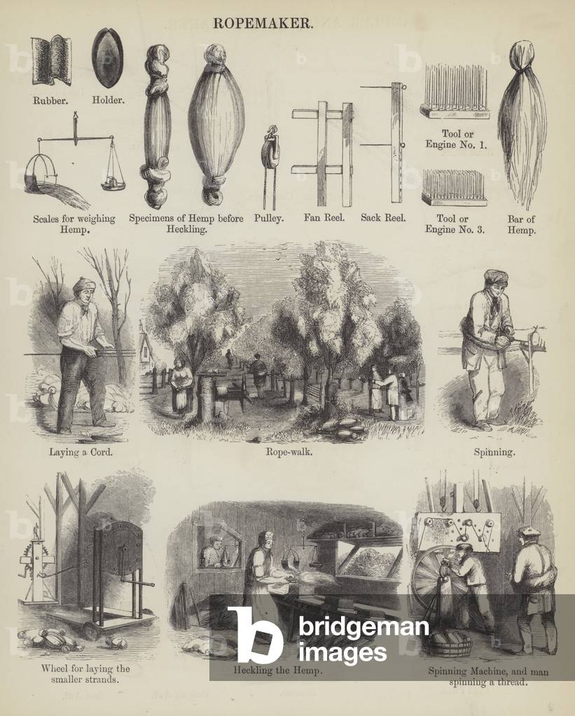Ropemaker (gravure) par English School, b/w