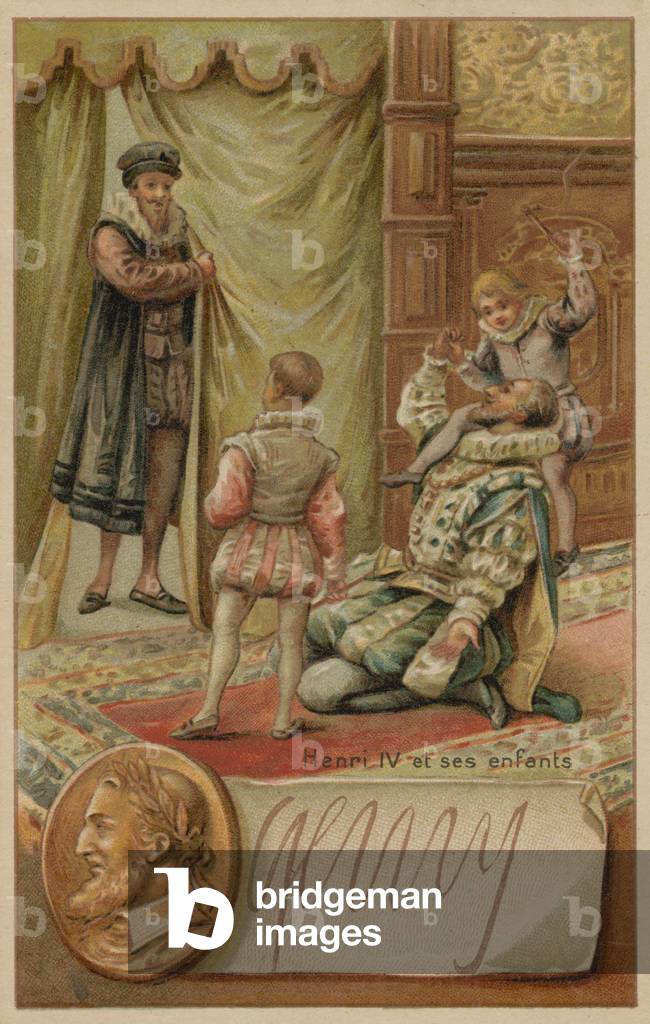 König Heinrich IV. von Frankreich mit seinen Kindern (chromolitho)