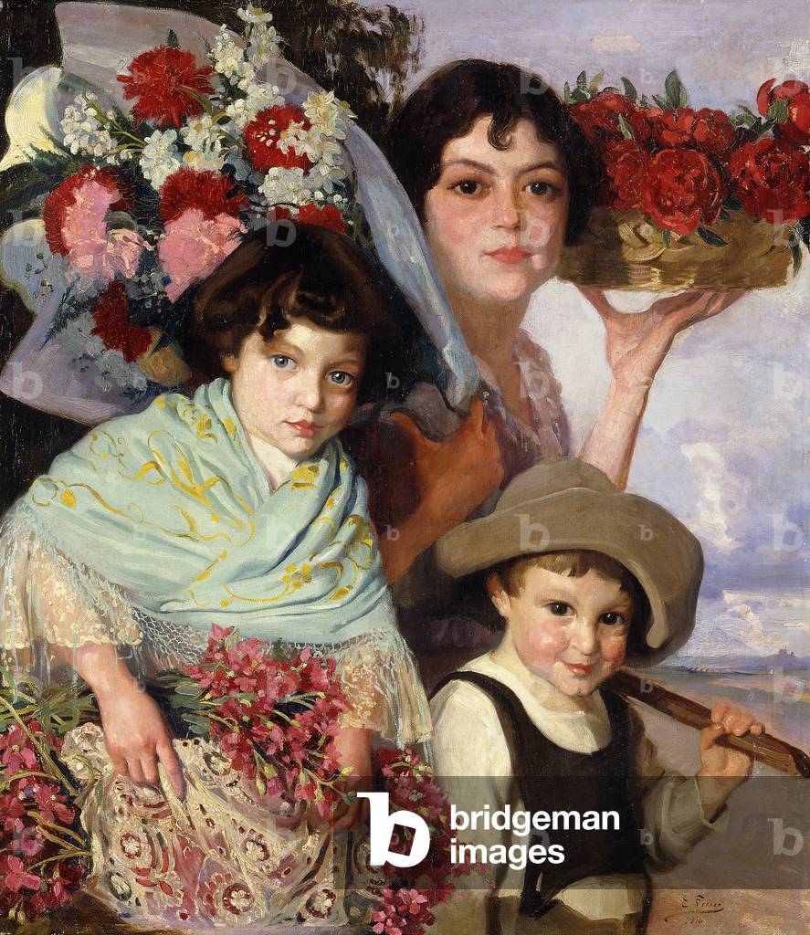 Bild von Gemälde "Flower Gatherers", 1916 von Eduardo Ferrer Comas