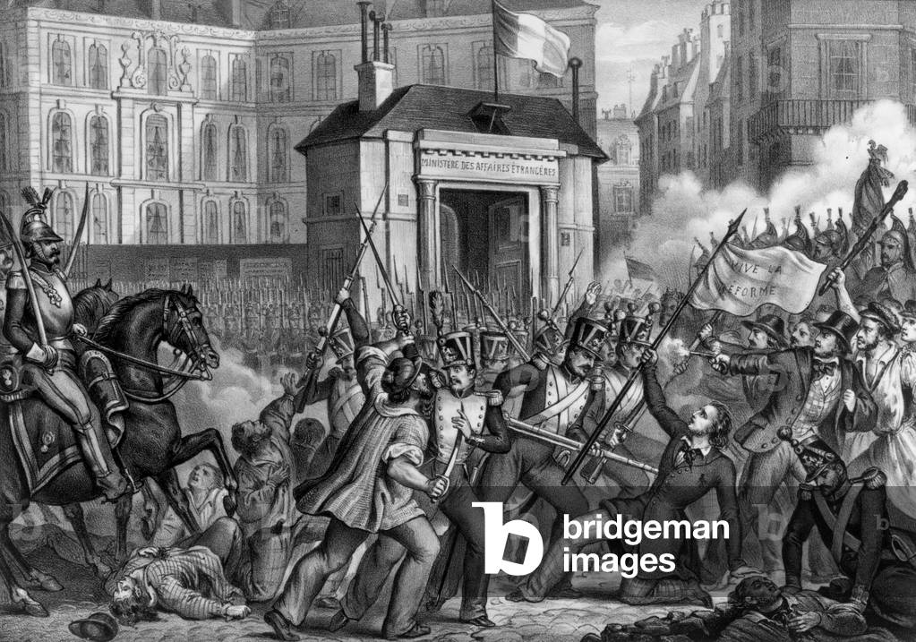 "Revolution von 1848: Massaker in der Nähe des Außenministeriums" 1801, b/w