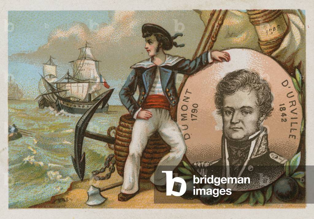 Jules Dumont d'Urville, französischer Seeoffizier und Entdecker (Chromolitho)