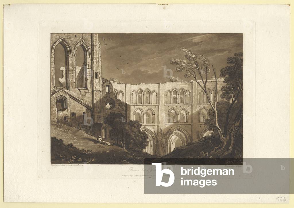 Rivaux Abbey 1812 by Joseph Mallord William Turner, b/w