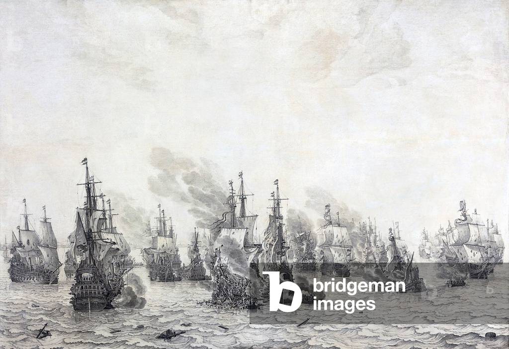 Maritime: The Battle of Livorno (1653) by the Elder Velde, b/w