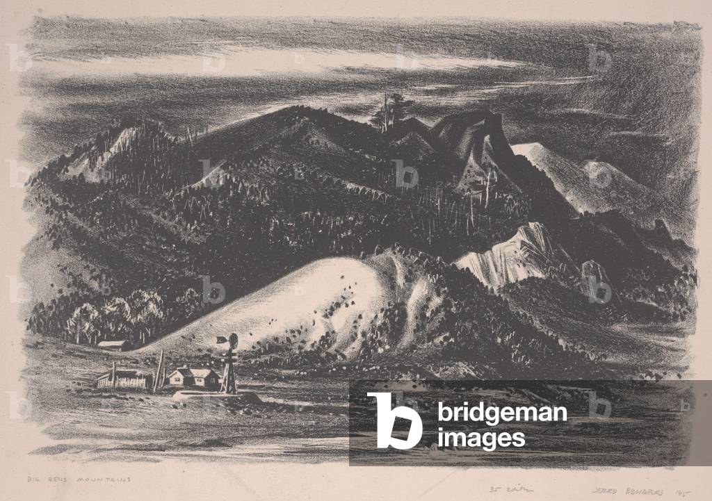 Immagine di Stampa "Monti Big Bend", 1945 di Jerry Bywaters, b/w