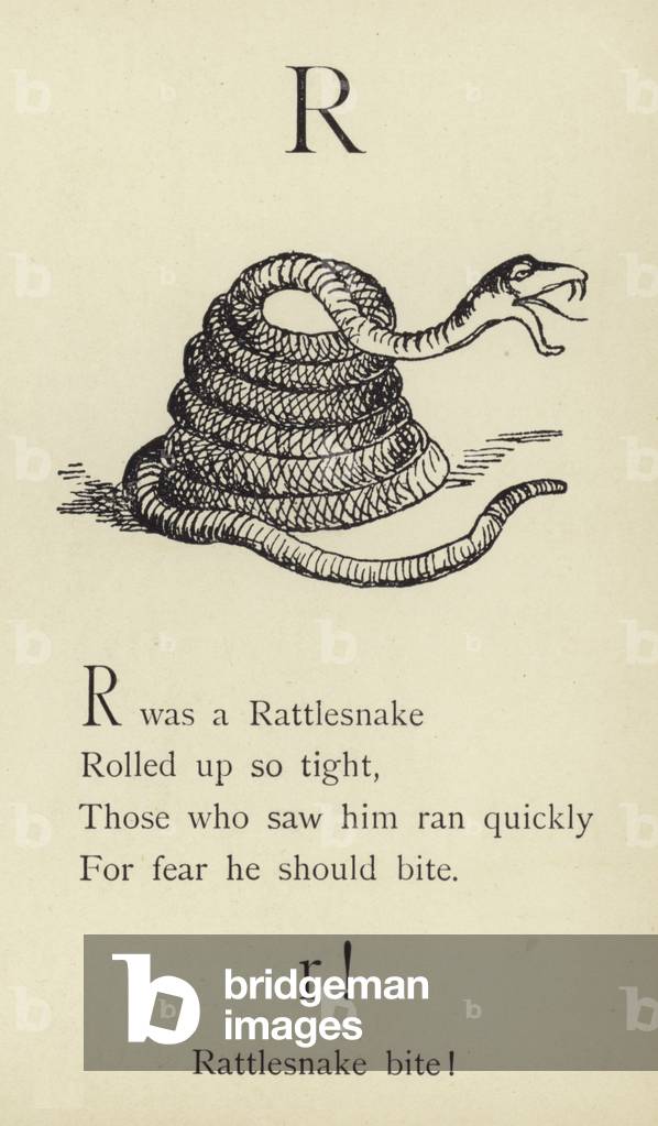 The letter R (engraving) by Edward Lear, b/w