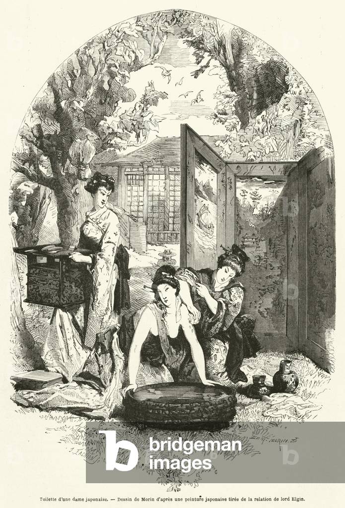 Toilette d'une dame japonaise (incisione)