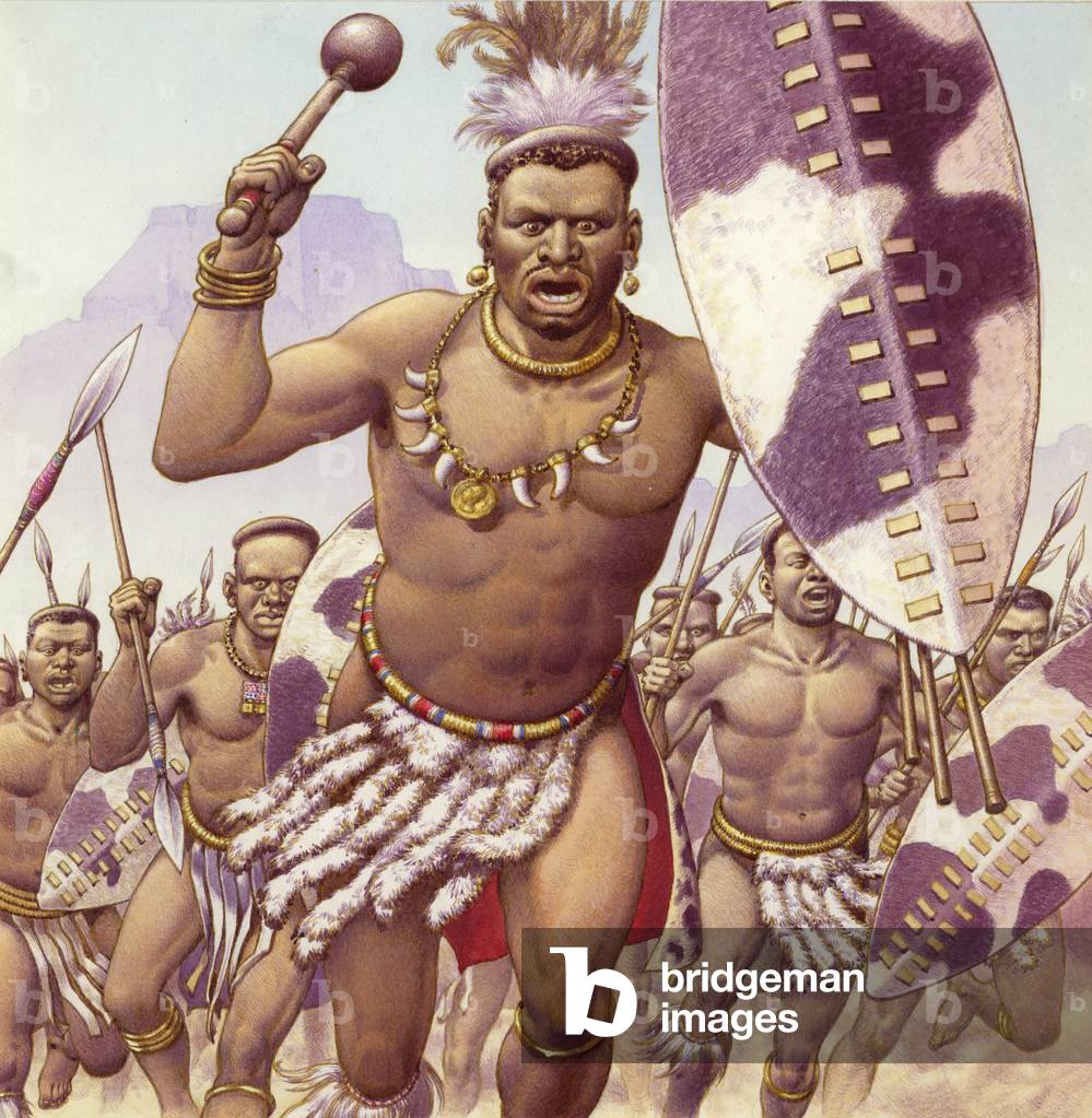 Zulu Krieger (Gouache auf Papier)