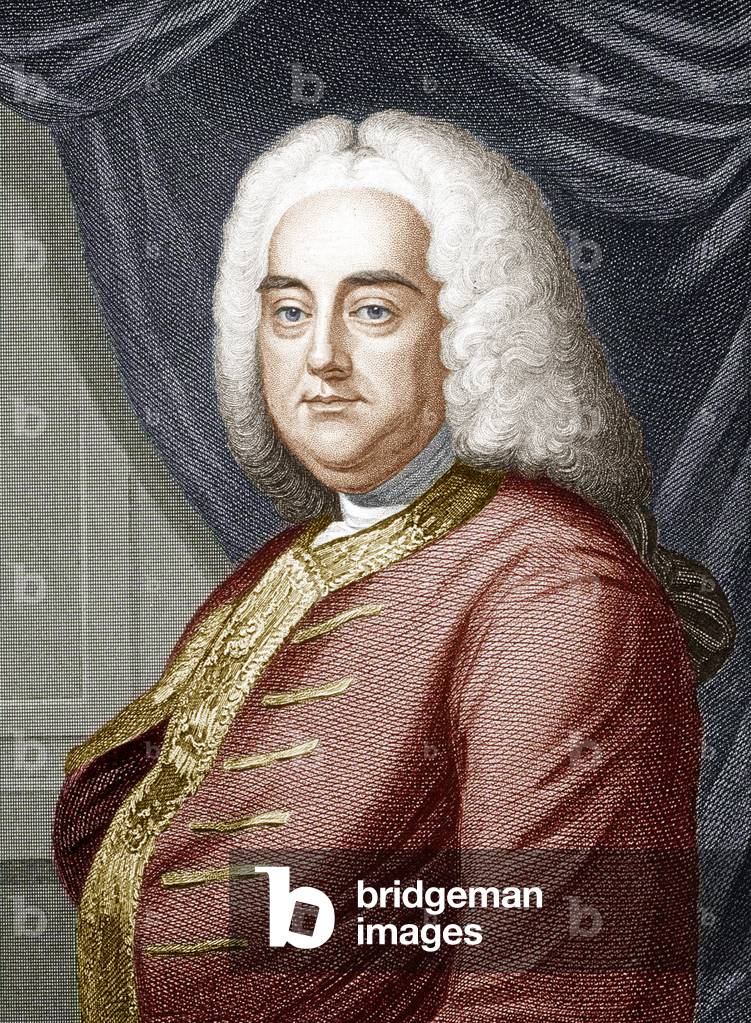 George Frideric Handel (colour engraving)