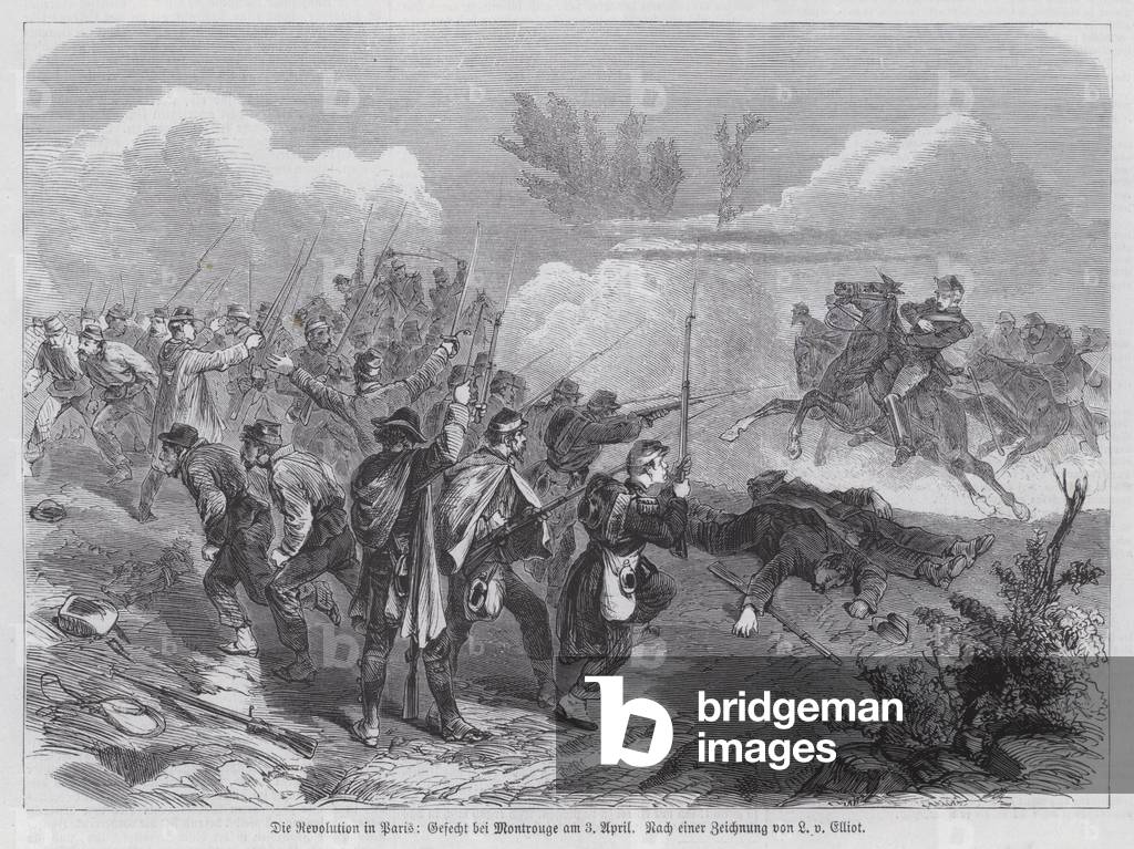 Combattimento a Montrouge, Comune di Parigi, 3 Aprile 1871 (incisione)