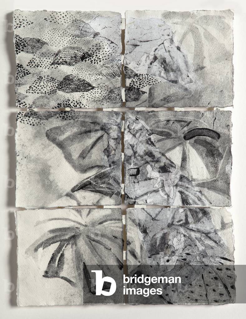 "Tokyo Rain Panel Drawing I" 2015 di Hermione Carline, b/w