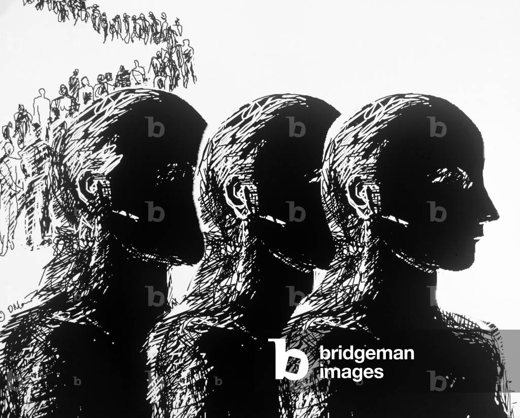 Crowd #12 (computer graphics) by Diana Ong, b/w