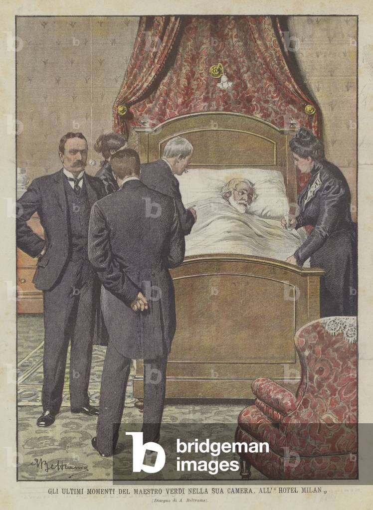 The Last Moments Of Maestro Verdi In His Room, At Hotel Milan (Colour Litho)