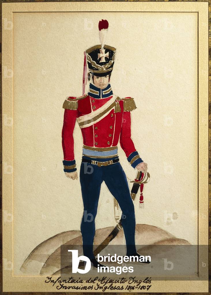 British soldier in Argentina, watercolor, 1806