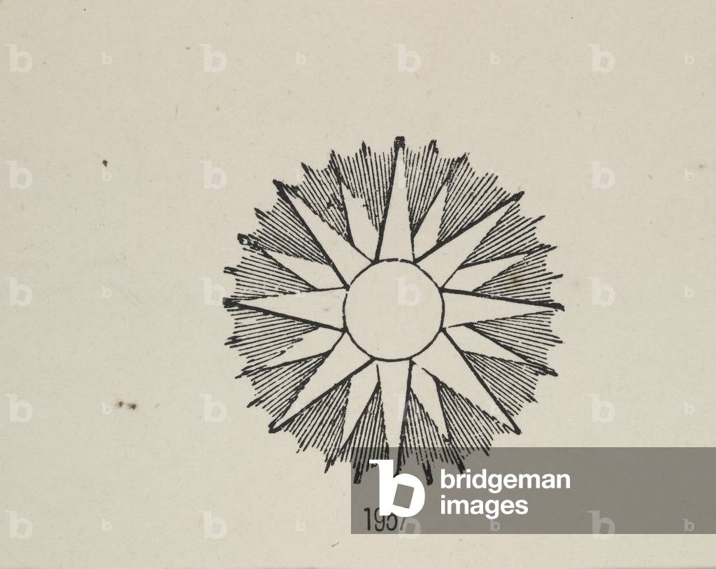 "Illustrazione di un disegno a stelle o sole.", b/w