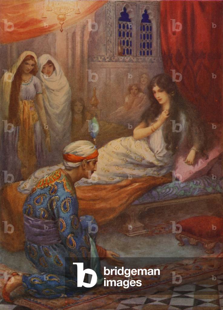 "Principe Feroze-Shah risveglia la bella principessa (colore lito)" di Harry George Theaker
