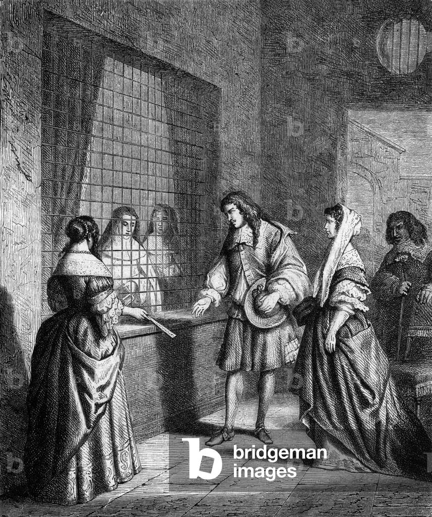 At the parlour in a convent, b/w