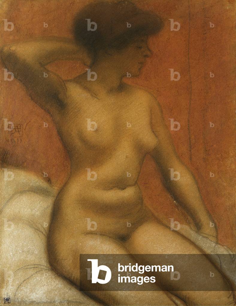 Nudo seduto; Nu Assis, 1911 (pastello e matita su bordo)