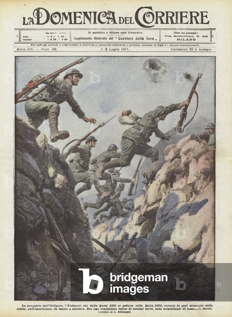 La conquête d'Ortigara (lithographie couleur)