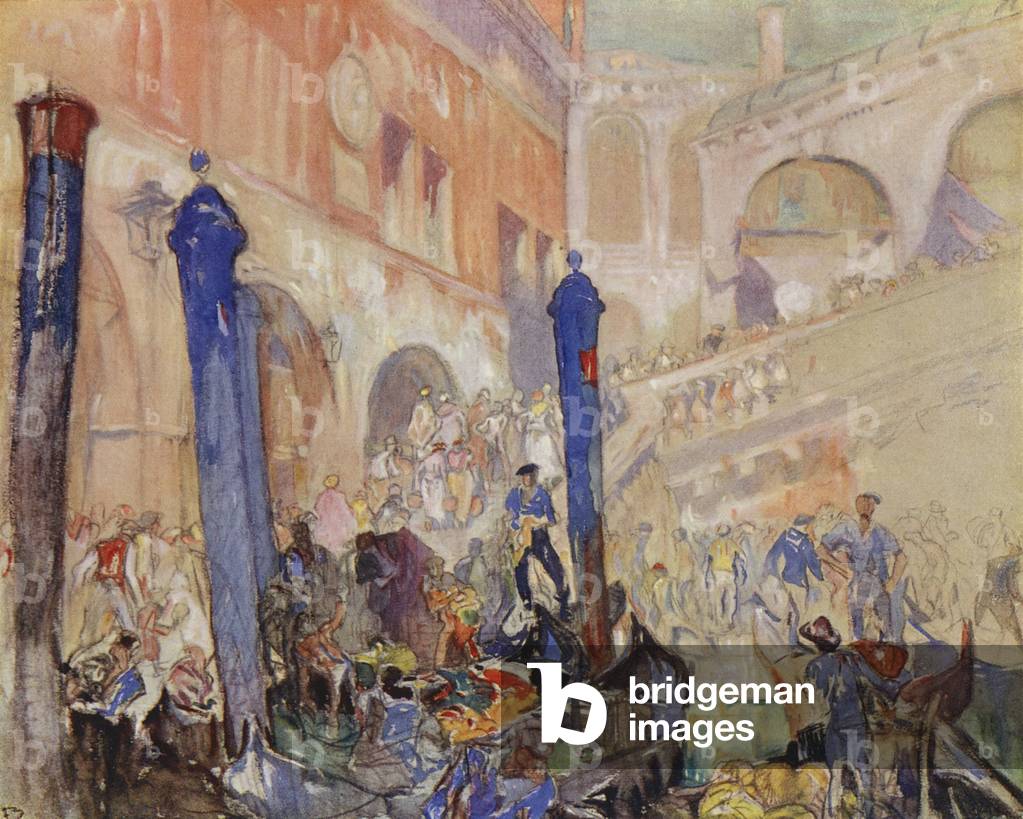 Venedig: Der Rialto (Farblitho)