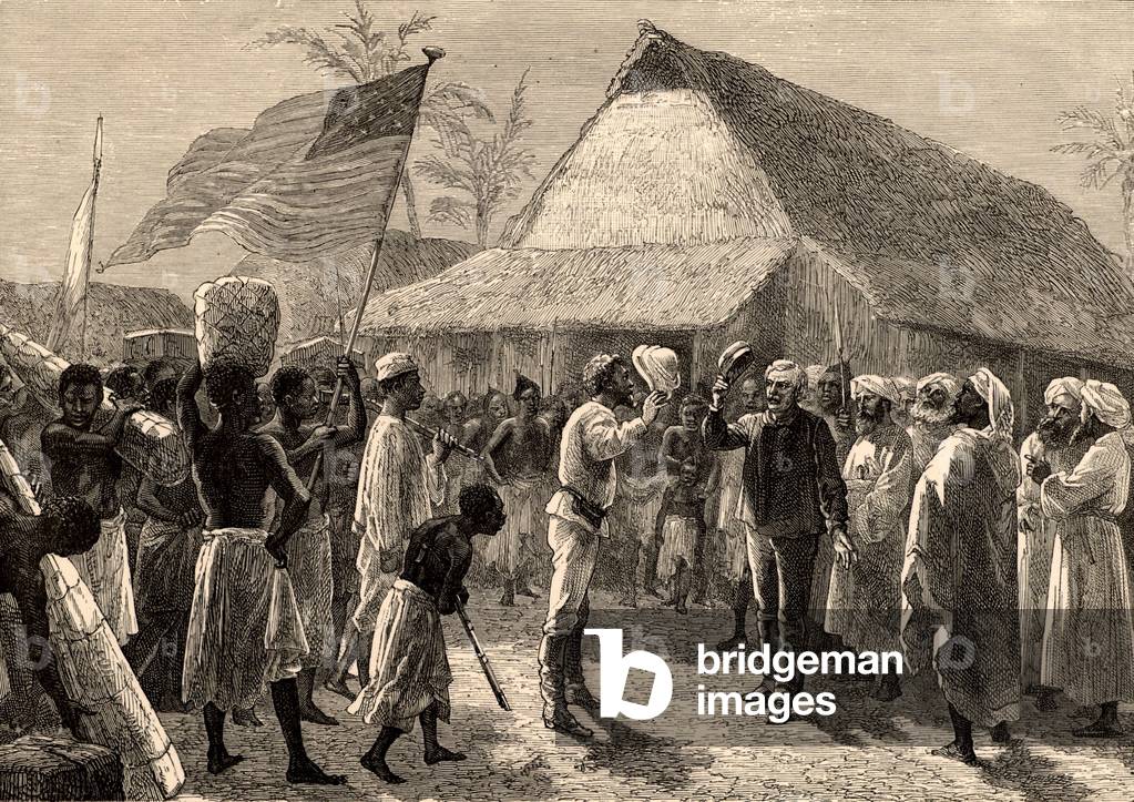 Bild von Gravur "Henry Morton Stanley (1841-1904" 1880, b/w