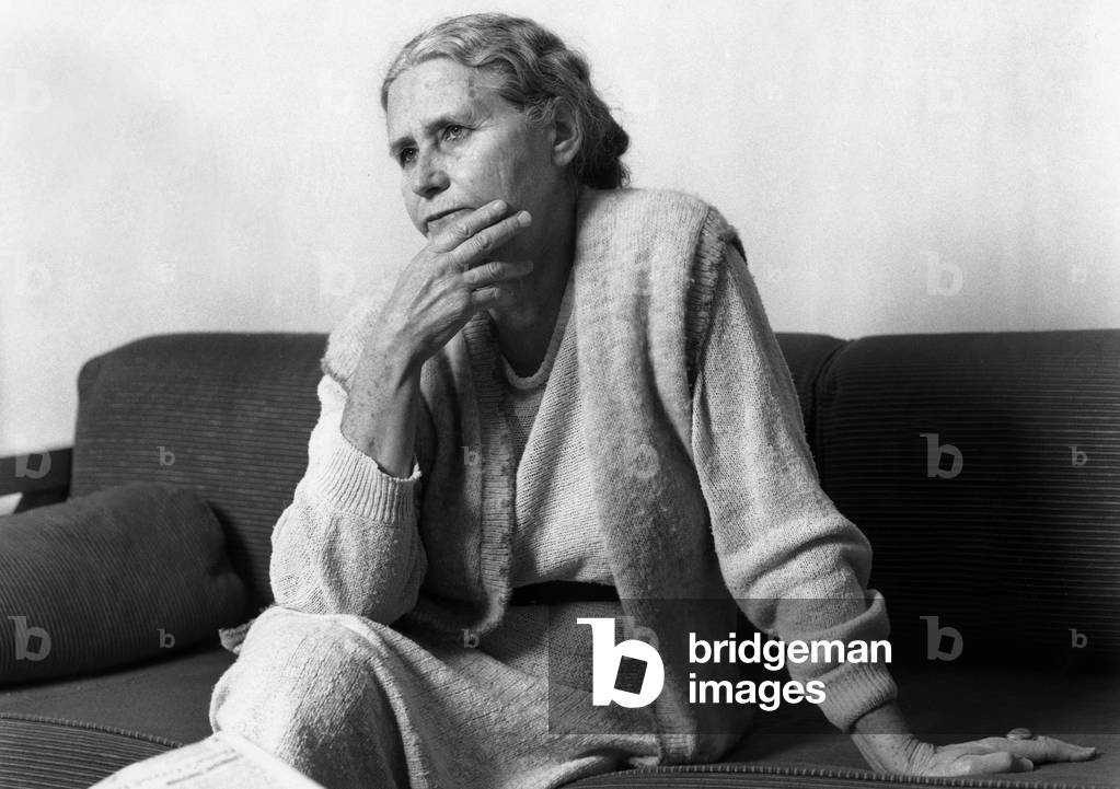 Image of Photography depicting Doris Lessing 1990 by Louis Monier, b/w
