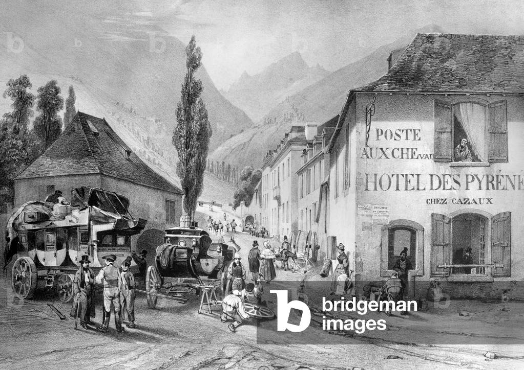 "La strada di Bareges nei Pirenei c. 1830", b/w
