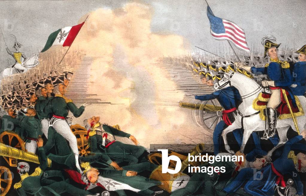Bild von Druck "Mexikanisch-Amerikanischer Krieg 1846-1848: Schlacht von Buena Vista" 1847 von J.M. Currier