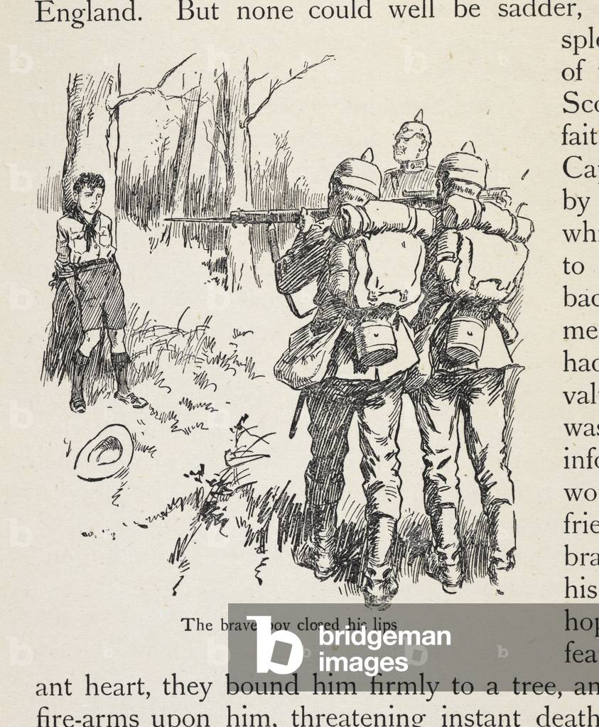 "„Der mutige Junge schloss die Augen.“ Ein Pfadfinder", b/w