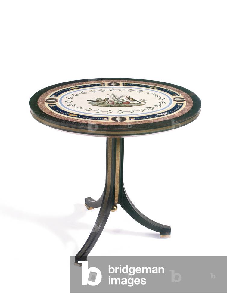 Mikromosaik-Tischplatte, Rom, Ende des 18. Jahrhunderts (Mosaik, Ormolu-Ebenholz & Satinholz)