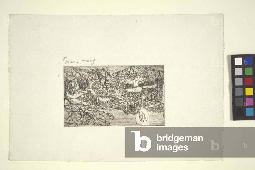 Approach Of The Shepherds To Bethleham (etching) by American Artist
