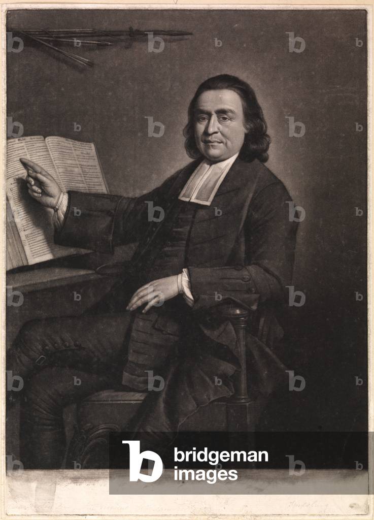 Bild von Gravur "Der Reverend Herr Samson Occom", 1768 von Mason Chamberlin, b/w