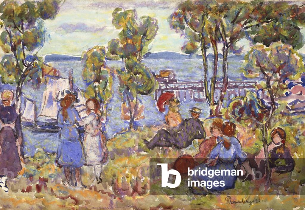 Boat Landing, Nahant Massachusetts, (Aquarell und Pastellfarbe auf Papier)