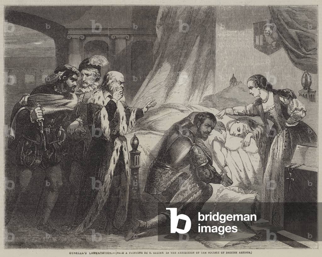 "Othello's Lamentation (Gravur)" von English School, b/w