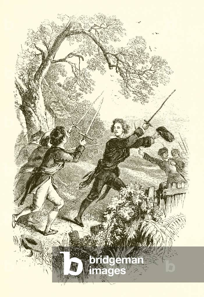 Le aspirazioni militari del giovane Washington (incisione)