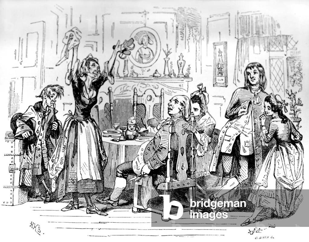 Bild von Buch "Charles Dickens 'Barnaby Rudge'" 1801 von Hablot Knight Browne, b/w