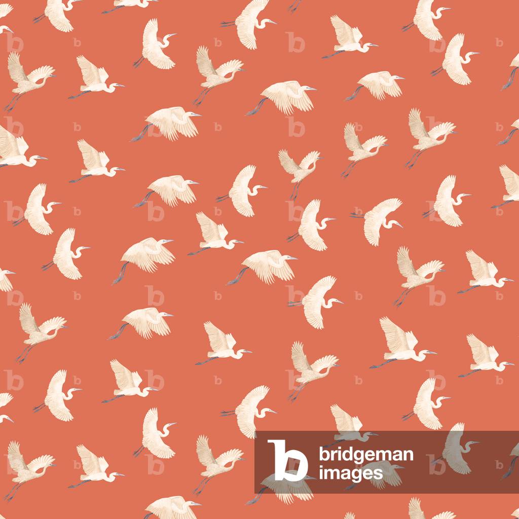 Egrets pattern II, 2022 (Graphitstift und digital)