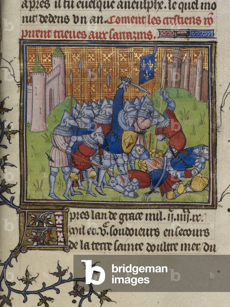 I cristiani di Acri attaccano i Saraceni.