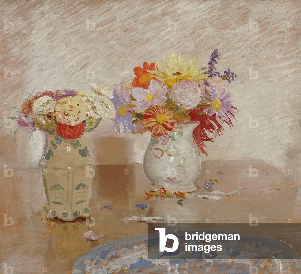 Due vasi di fiori, 1925 (olio su tavola)