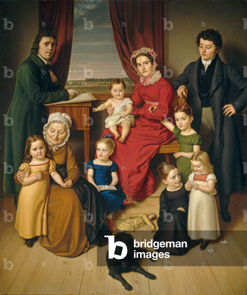 Ein Künstler und seine Familie, ca. 1830 (Öl auf Leinwand)