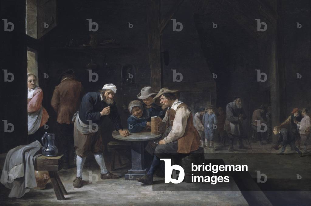 "interno di un taverna david teniers ii (1610-1690 fiammingo)"