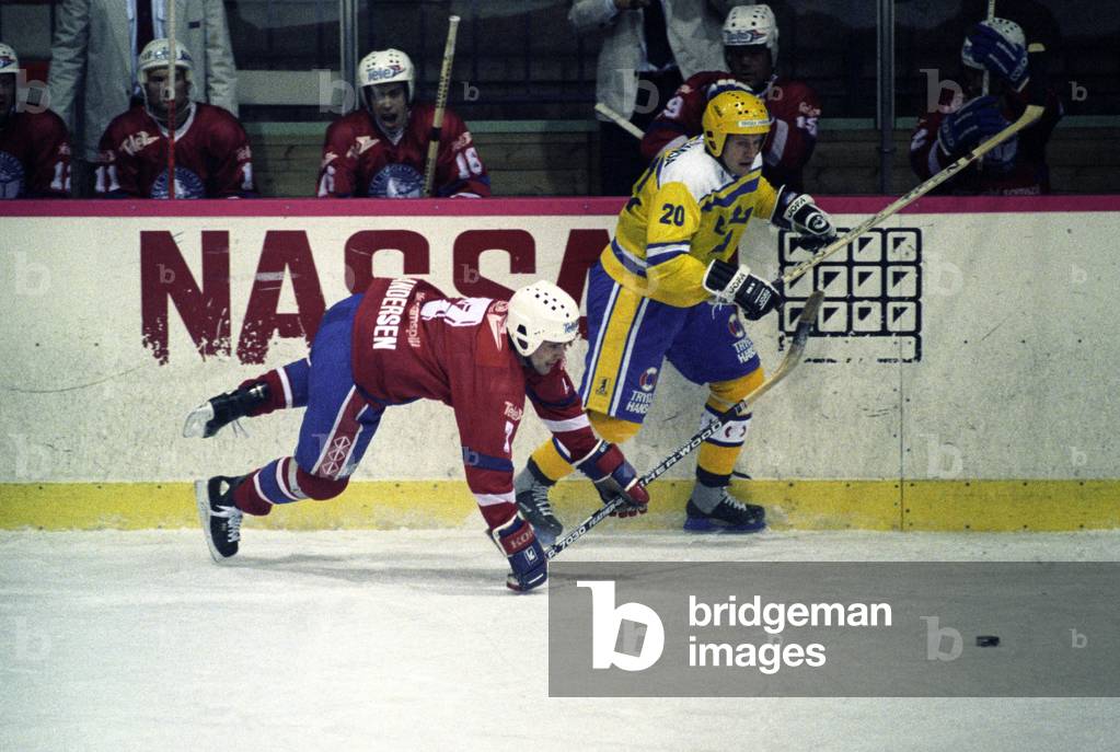 Image of Oslo 19890316 international in ice hockey Norway / Sweden.